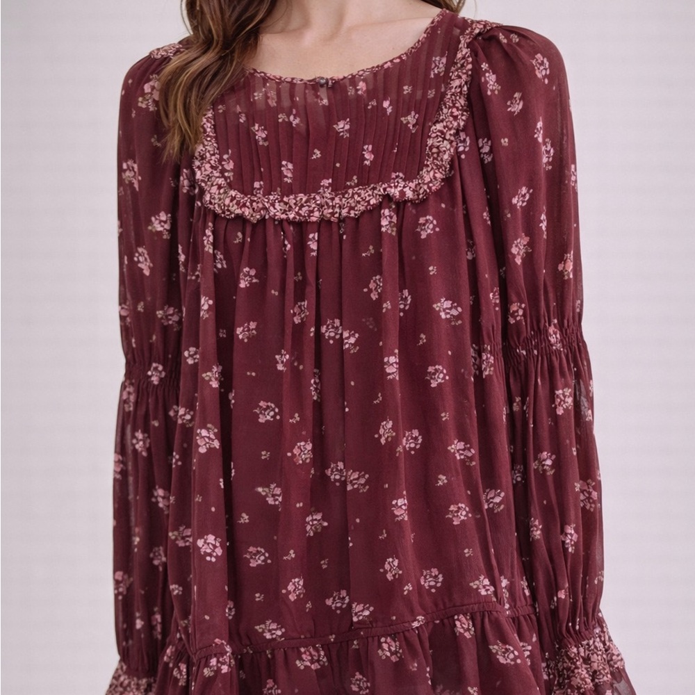 Joie Adrielle Floral 100% Silk Long Sleeve Top XS